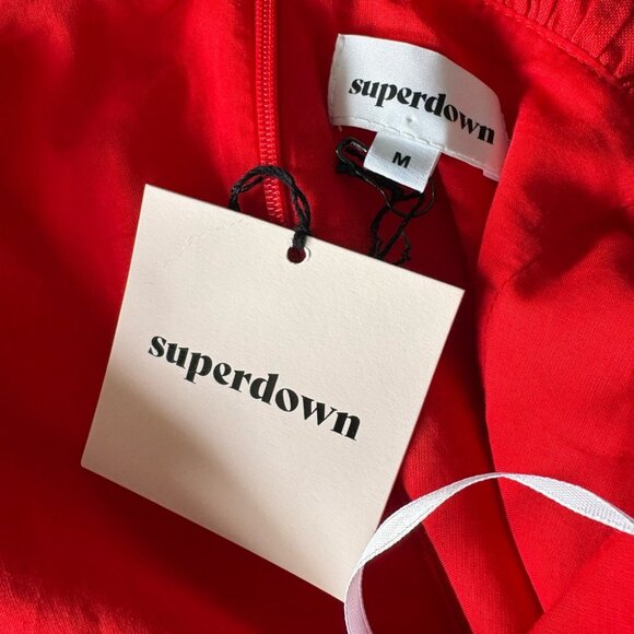 NEW NWT Superdown Elizabeth One Shoulder Red Mini Dress Ruffle Size M - Picture 7 of 8